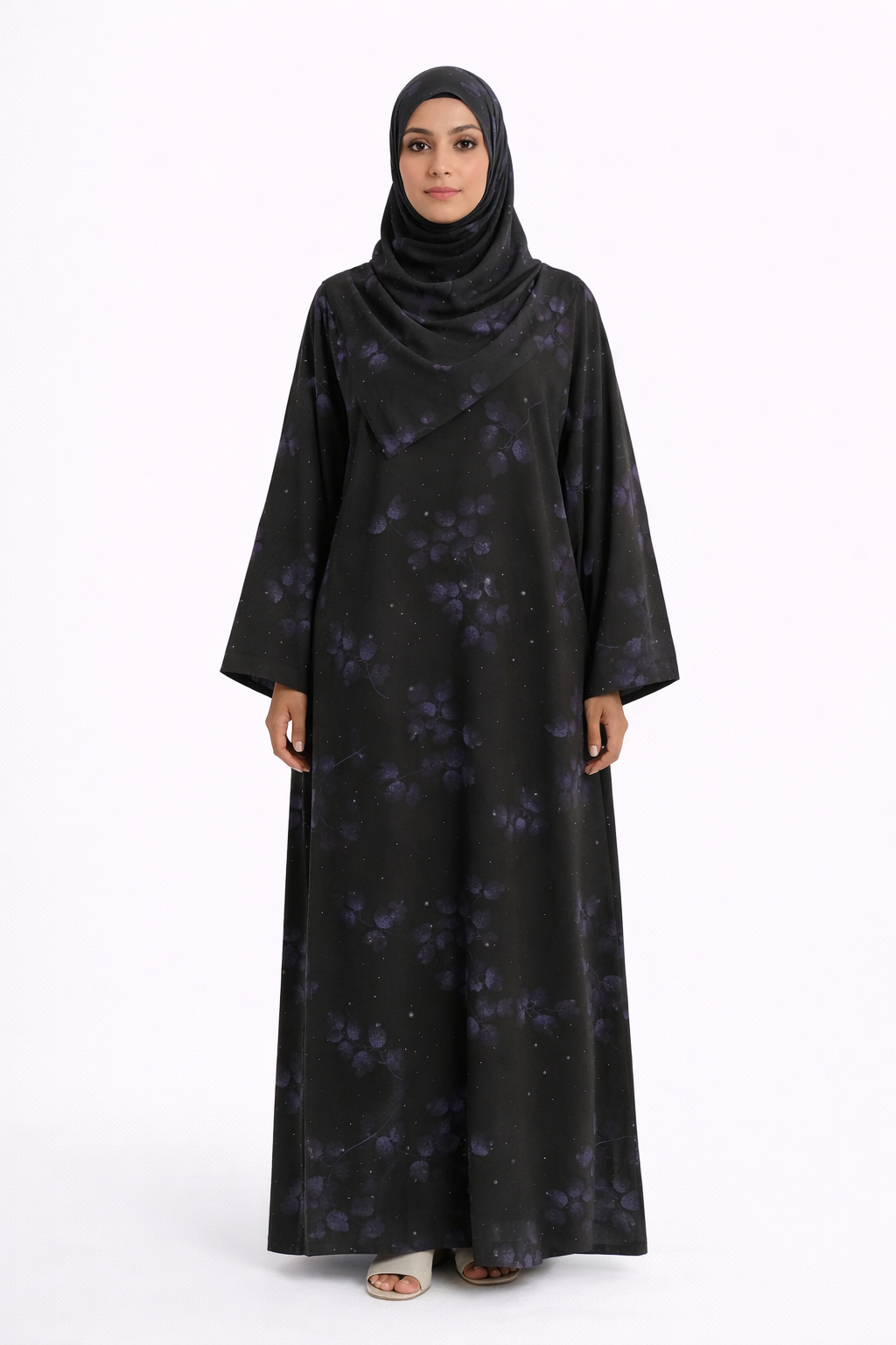 Galaxy Abaya - Svart med stjärnmönster