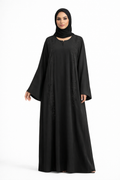 Classic Black Abaya with Subtle Embroidery