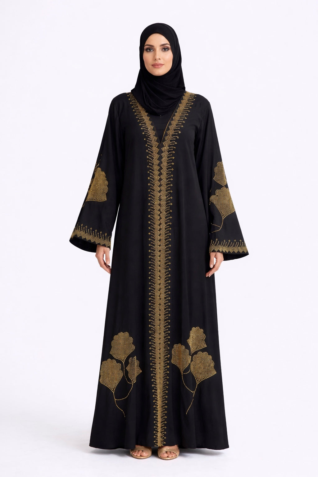 HLIVIA Abaya - Svart med gulddetaljer